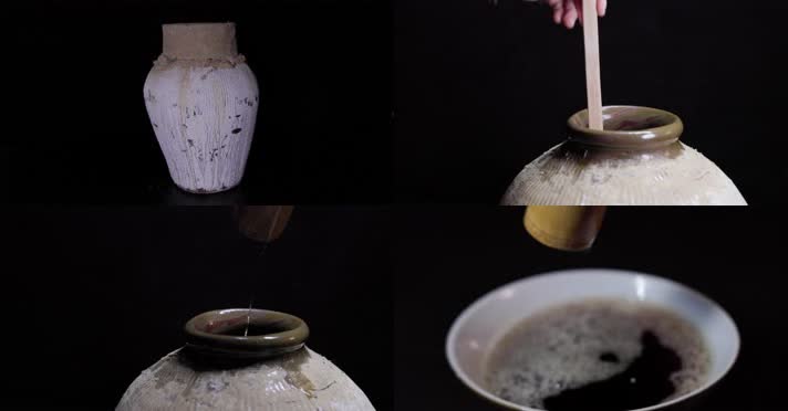 黄酒开坛喝酒碰碗水花高速合集4k升格实拍