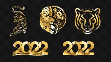 2022金色虎年元素带通道