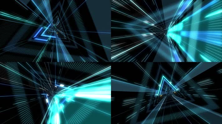 科技光线转场穿梭隧道三角旋转