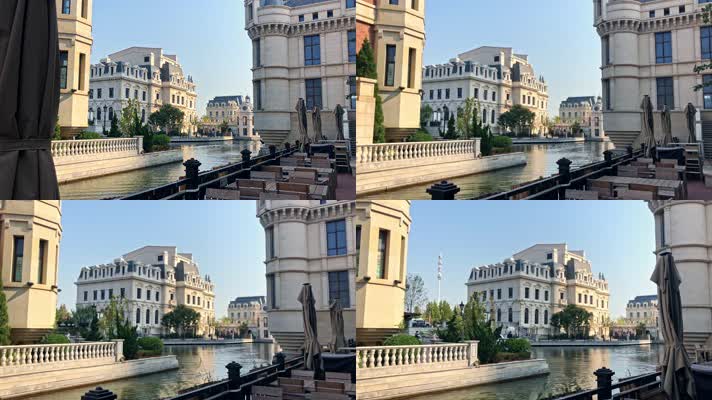 原创拍摄欧式古典风格建筑群水城