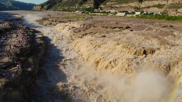 延安黄河壶口瀑布祖国红色宏伟震撼