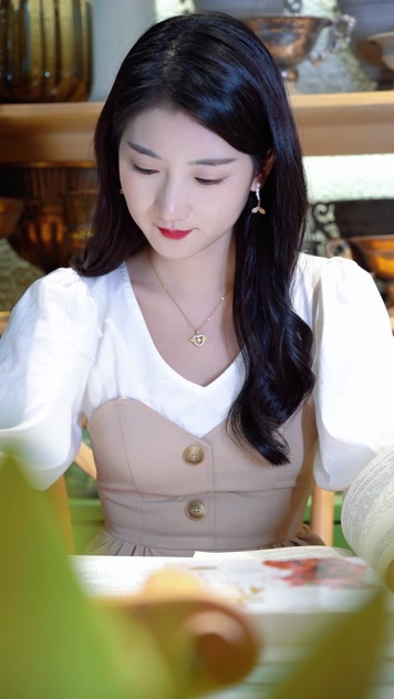 年轻女子咖啡厅看书思考写字