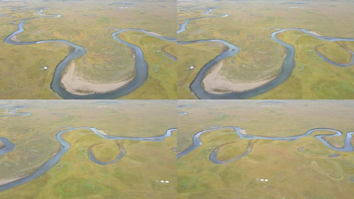 内蒙古呼伦贝尔蜿蜒曲折的莫日格勒河秋色
