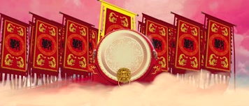战鼓大鼓红绸帅旗龙旗将旗战旗背景素材