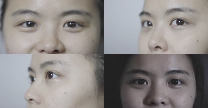 眼镜女睁眨眼情绪泪中带笑悲伤抑郁失落希望