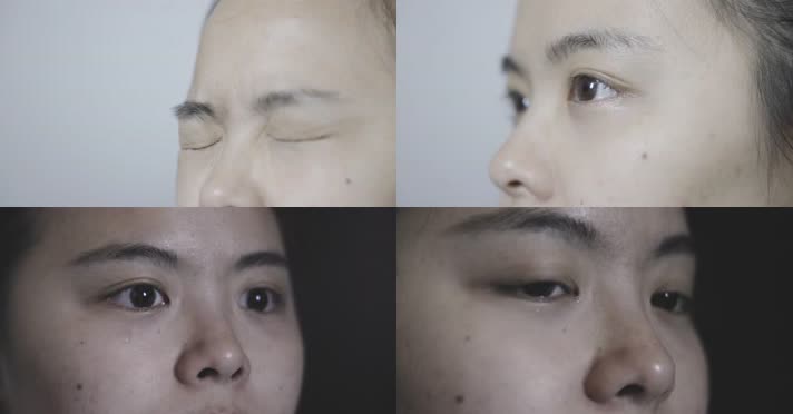 眼镜女睁眨眼情绪悲伤痛苦哀愁抑郁哭泣失落