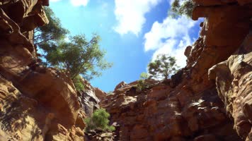 三维动画西部峡谷湖泊岩石风光