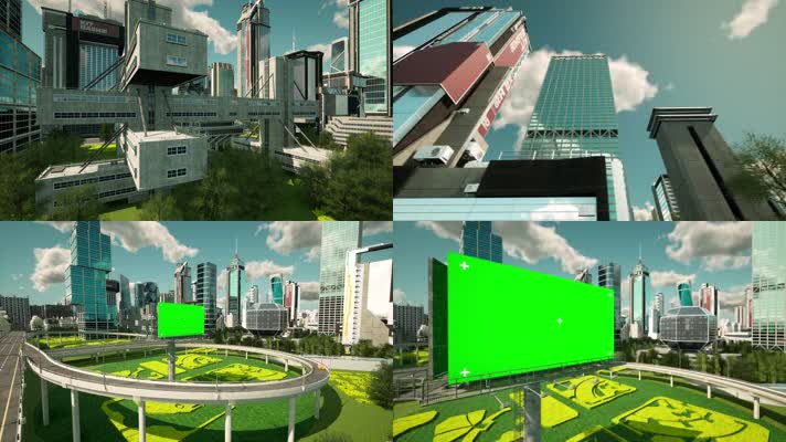 三维动画现代都市城市高楼大厦景观