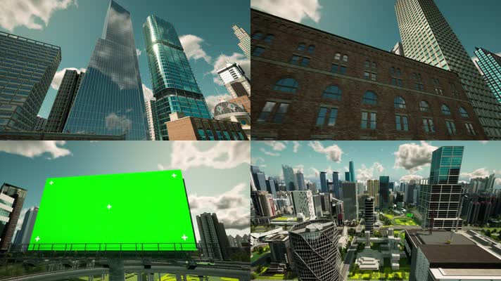 三维动画现代都市城市高楼大厦景观