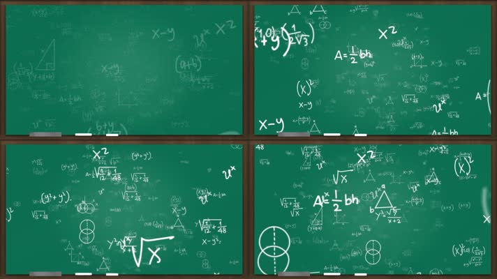 黑板上的数学方程由远到近
