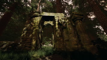 三维动画森林公园古道自然景观