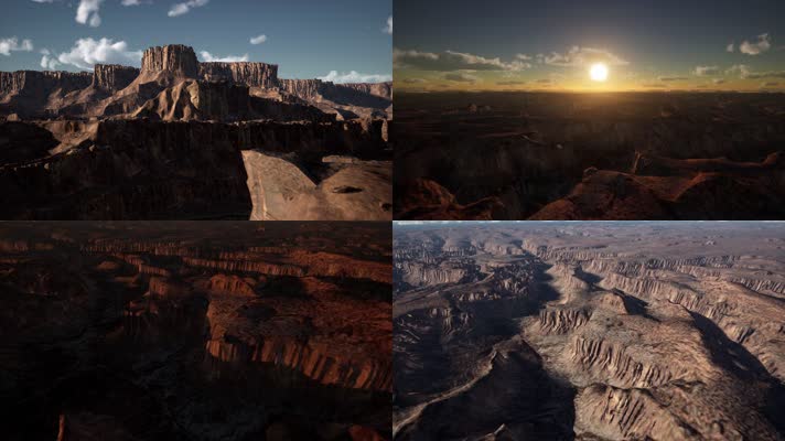 三维动画荒漠峡谷地貌风光