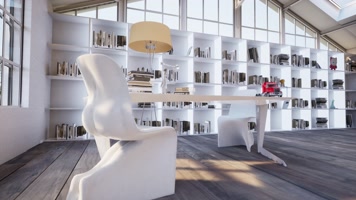 三维动画复古工业风办公空间工作室