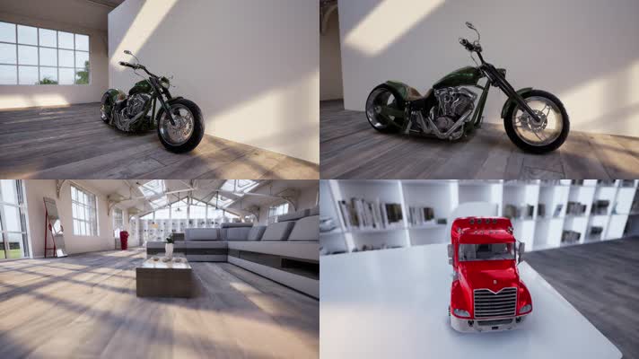 三维动画复古工业风办公空间工作室