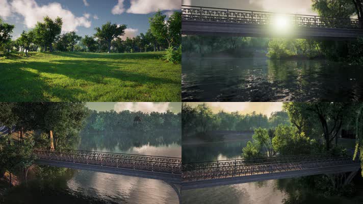 三维动画郊野公园园林风光 
