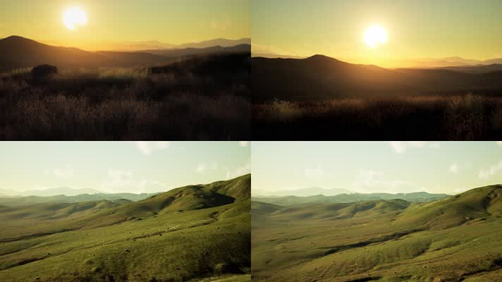 三维动画草原落日自然风光