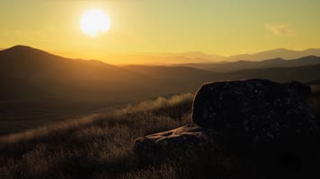 三维动画草原落日自然风光