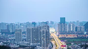 4k延时城市日转夜夜景素材