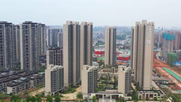 浏阳河畔房地产楼盘开发航拍