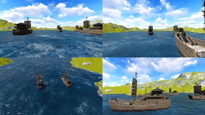 古代帆船木船官船动画