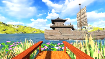 古代帆船木船官船码头渡口-白天 古代帆船木船官船码头渡口-白天