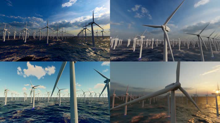 4K 海上风力发电