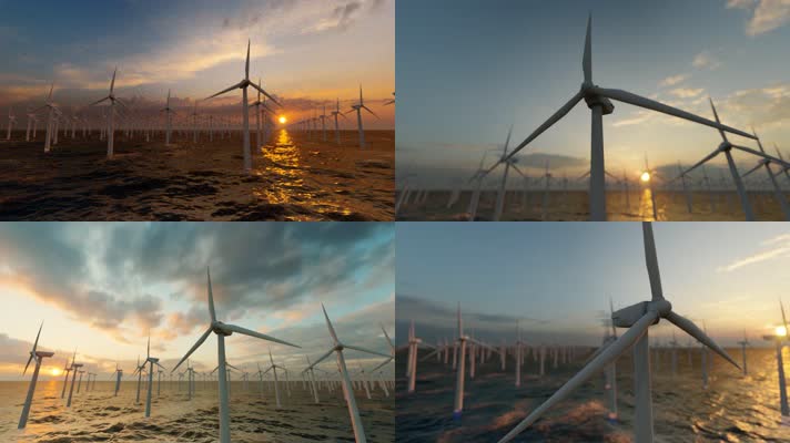 海上新能源风力发电视频素材