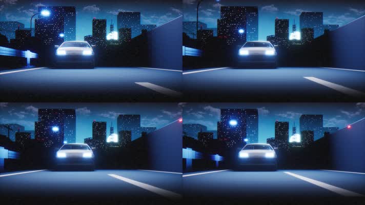 【4K】汽车夜行动画
