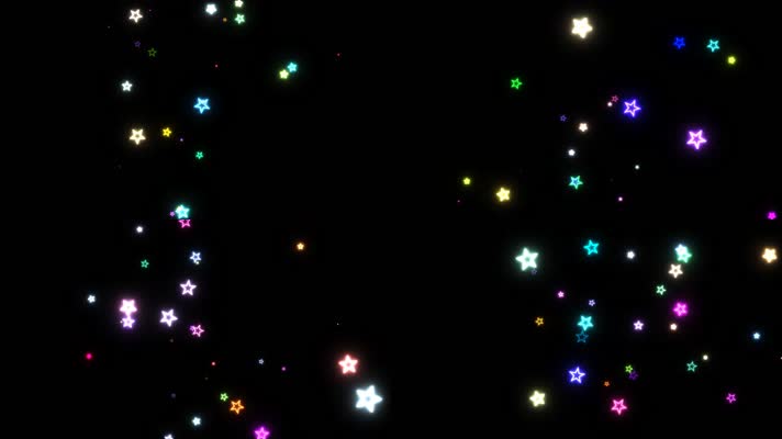 彩色霓虹星星粒子飞舞特效带通道