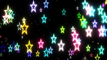 彩色霓虹发光星星上升粒子背景