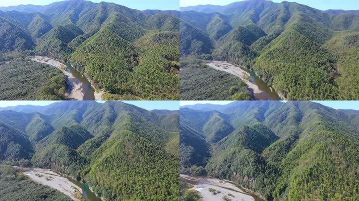 航拍安徽宣城泾县月亮湾的青山绿水