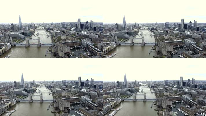 鸟瞰伦敦标志性地标和城市景观