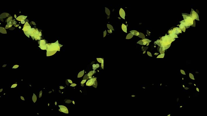 绿色树叶粒子曲线运动视频-alpha通道