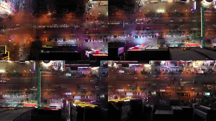 航拍城市道路夜景