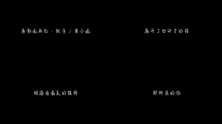 勇敢说再见 - 张宇，黄小琥（1080P）