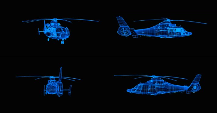 4K全息直升飞机