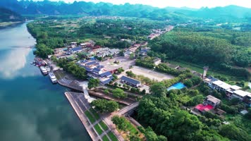 桂林漓江风景区竹江码头风光