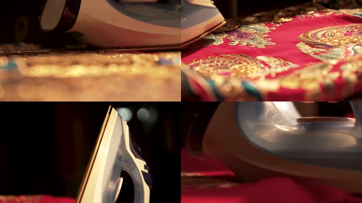 4K实拍演出前烫熨戏服准备工作5