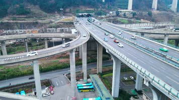 贵阳黔春立交桥交通车流多镜头多角度航拍