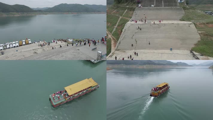 万峰湖游客坐船旅游