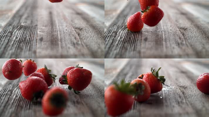 草莓特写高速摄影慢镜头