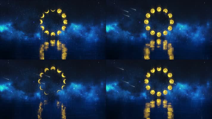 唯美海边金色月食全景