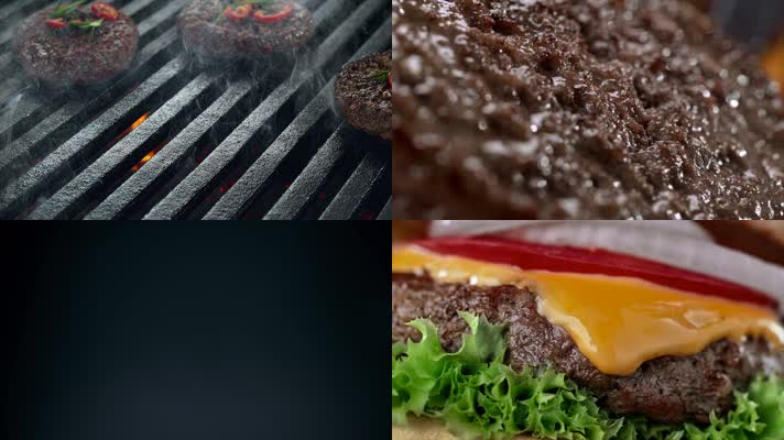 精致高速实拍煎烤牛排汉堡制作