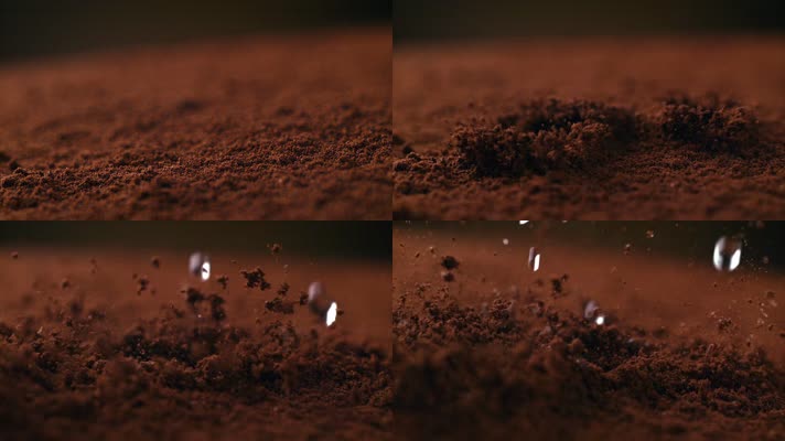 精致高速实拍咖啡与牛奶结合咖啡粉