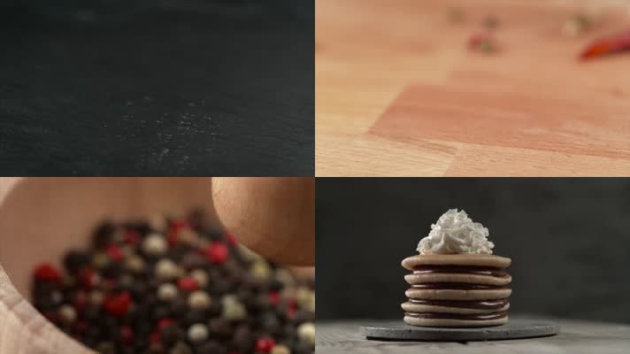 精致高速实拍干果浆果落在桌面