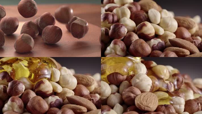 精致实拍榛子干果特写