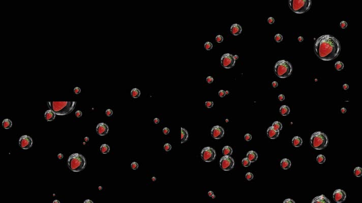 水果草莓气泡粒子视频素材带通道