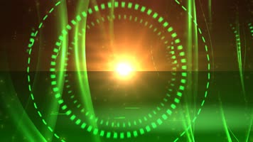 55 - 绿色波浪金色地平线展示