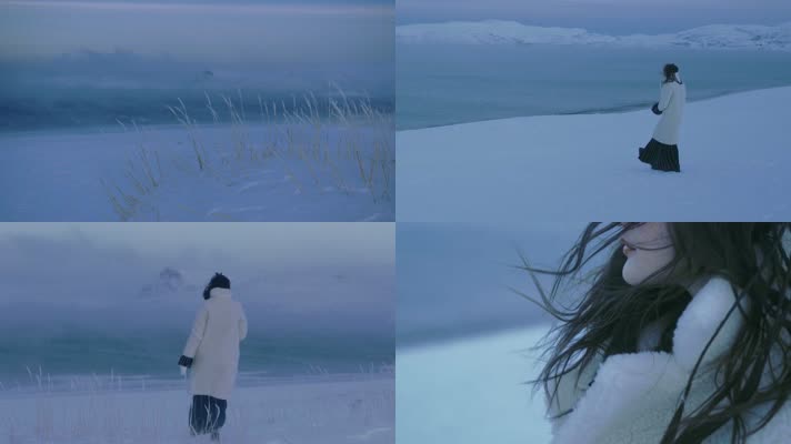 孤独、悲伤、迷茫 一个人、冬天、雪景