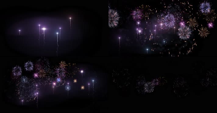 高空穿梭烟花绽放